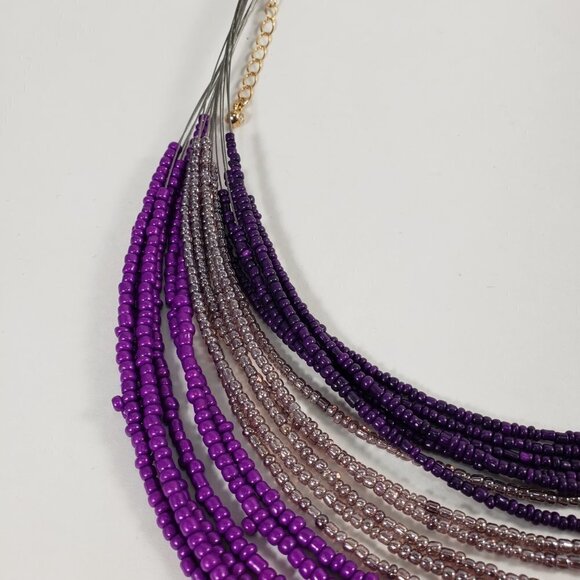 MIXIT Layered Beaded Necklace 20" Luxe Purple, Silver Festival Statement Jewelry - Picture 11 of 11